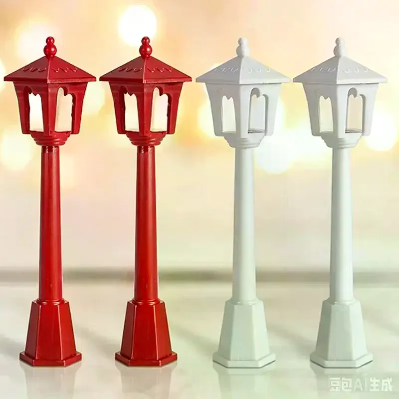 Mini Street Lamp Model, 10Pcs Red Miniature Lantern For Dollhouse, Fairy Garden, Christmas Diorama & DIY Crafts, Realistic Small