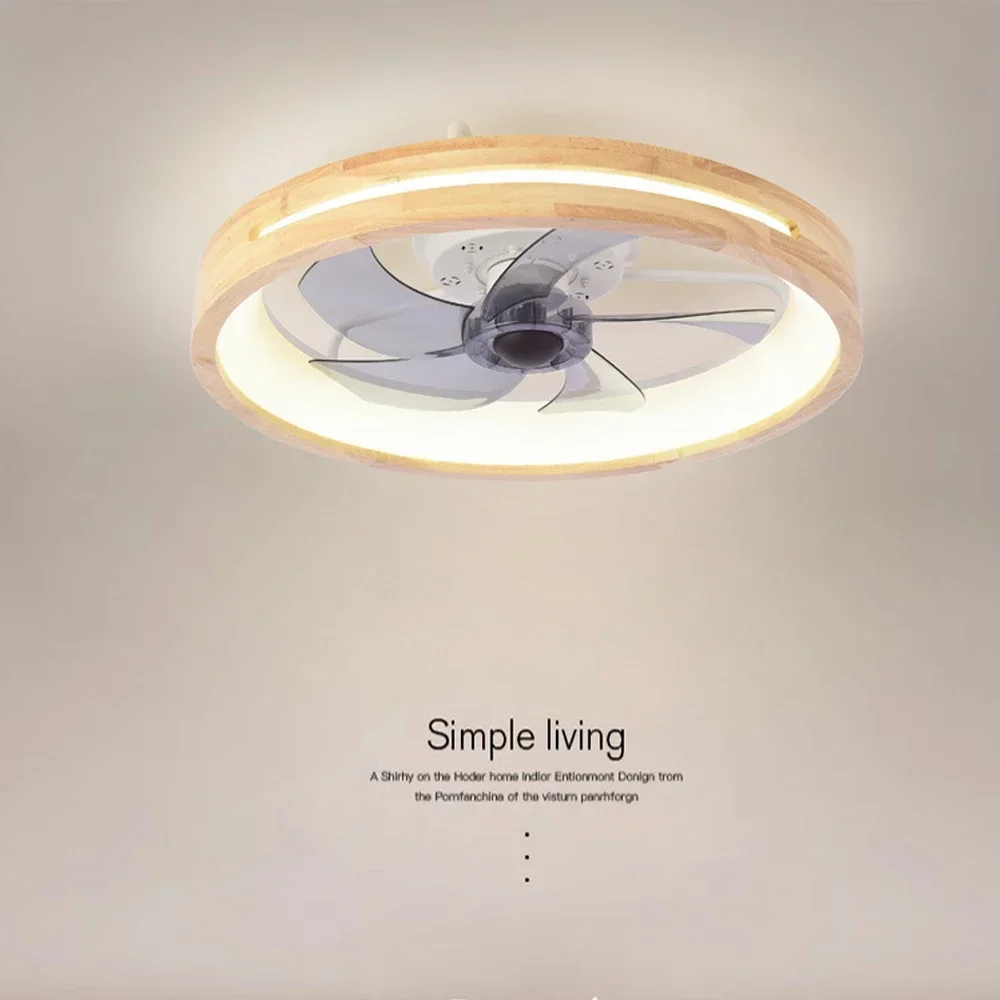 LED Nordic solid wood Ceiling fan Light intelligent remote control fan Lamp decoration lighting 50CM ceiling light