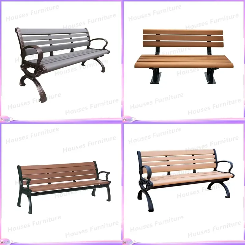 Outdoor WPC Composite Wood Bench Waterproof Plastic Lumber Park Garden Patio Seating Durable Public Street Furniture