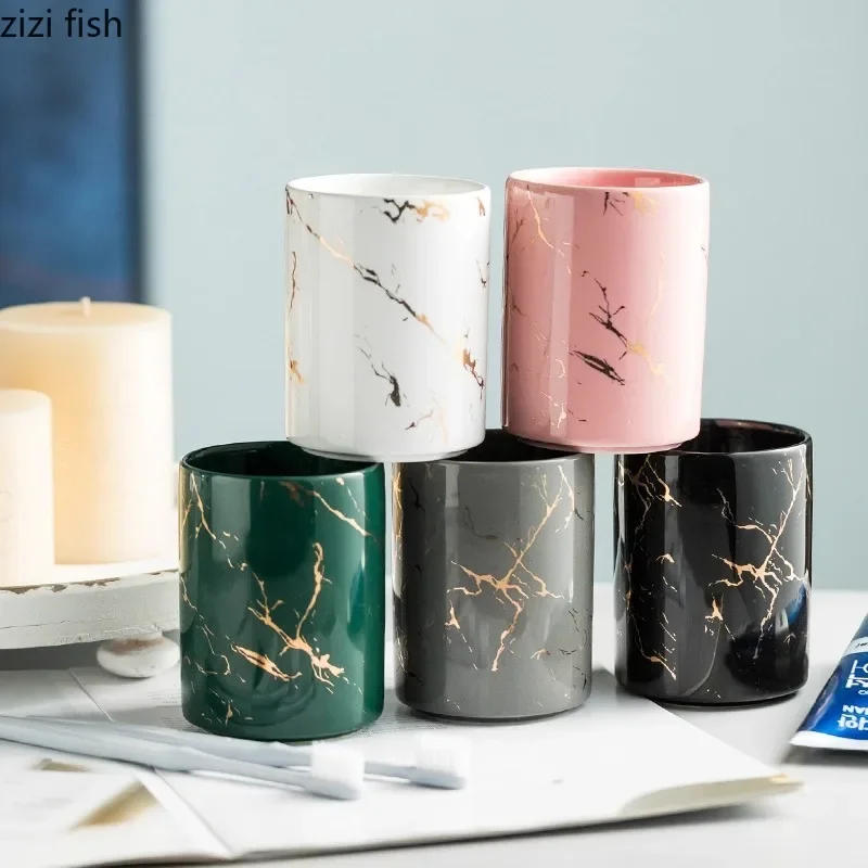 Minimalist Ceramic Mouthwash Cup Circular Toothbrush Cup Toothpaste Creative Cups Couple Household Bathroom Accessories