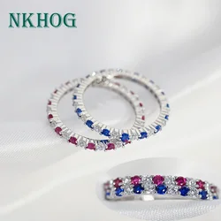 NKHOG 925 Sterling Silver Ring Colored Gemstone New Design Simple For Women Girls Band Engagement Wedding Rings Gifts Jewelry