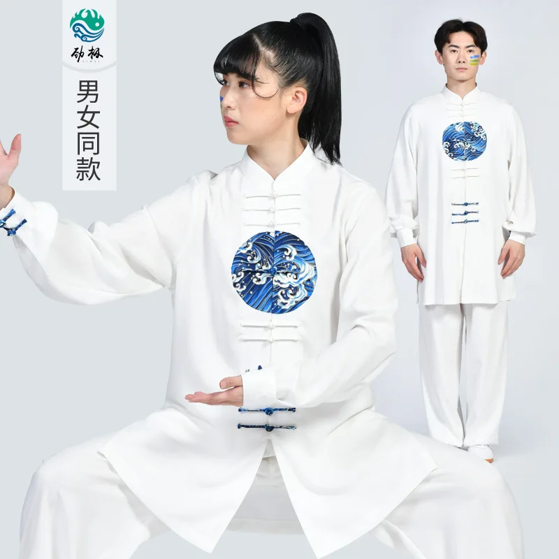 

Cotton Linen Men Women Tai Chi Kungfu Martial Arts Set Chinese Style Printed Shirt+pant Meditation Casual Workout Wing Chun Set