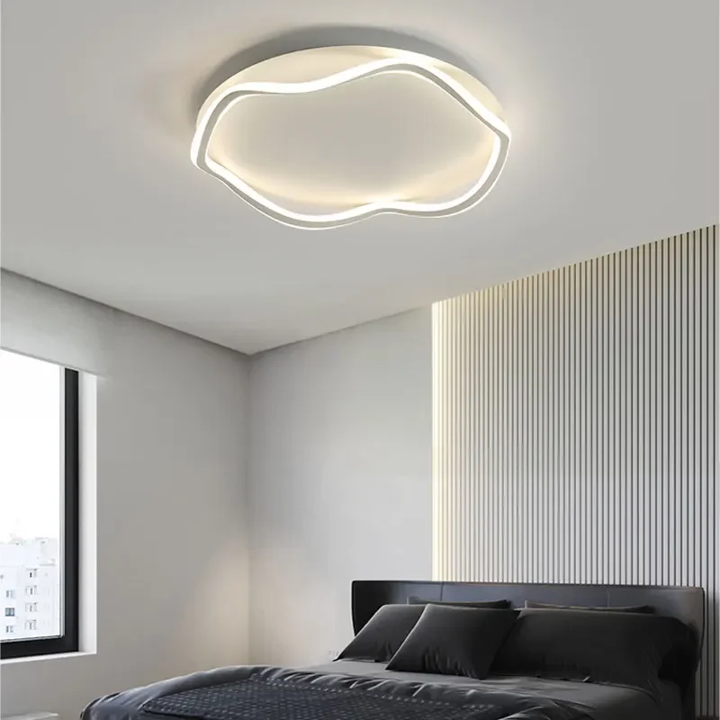 TechHPModern Minimalist LED Chandelier For Bedroom Study Living Room Loft Children's White Circular