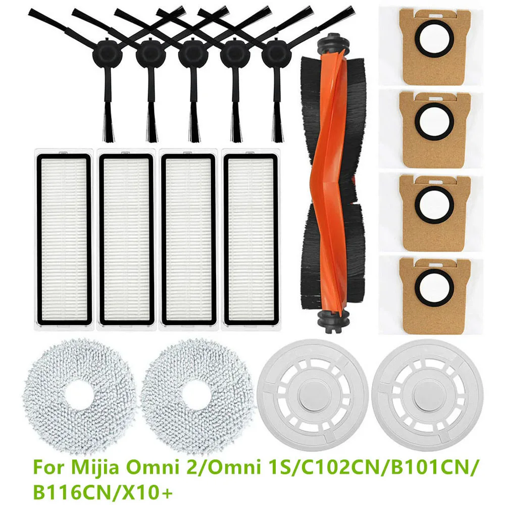 For Mijia Omni 2/Omni 1S/C102CN/B101CN/B116CN/X10+ Main Brush Hepa Filter Side Brushes Mop Pad Dust Bags Vacuum Cleaner Parts