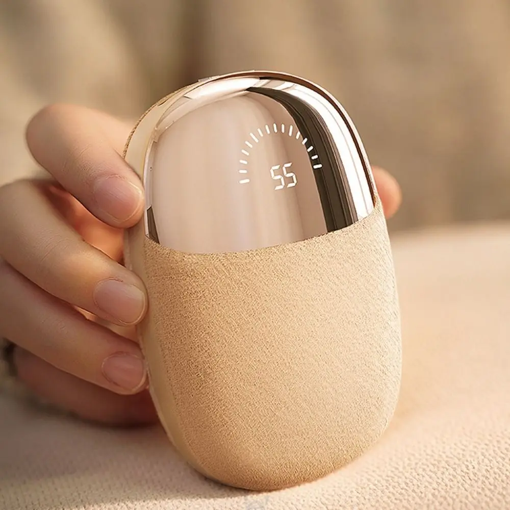 USB-C Rechargeable Pocket Plush Hand Warmer Digital Display Screen Smart Portable Electric Heater Instant Heat Skin-friendly