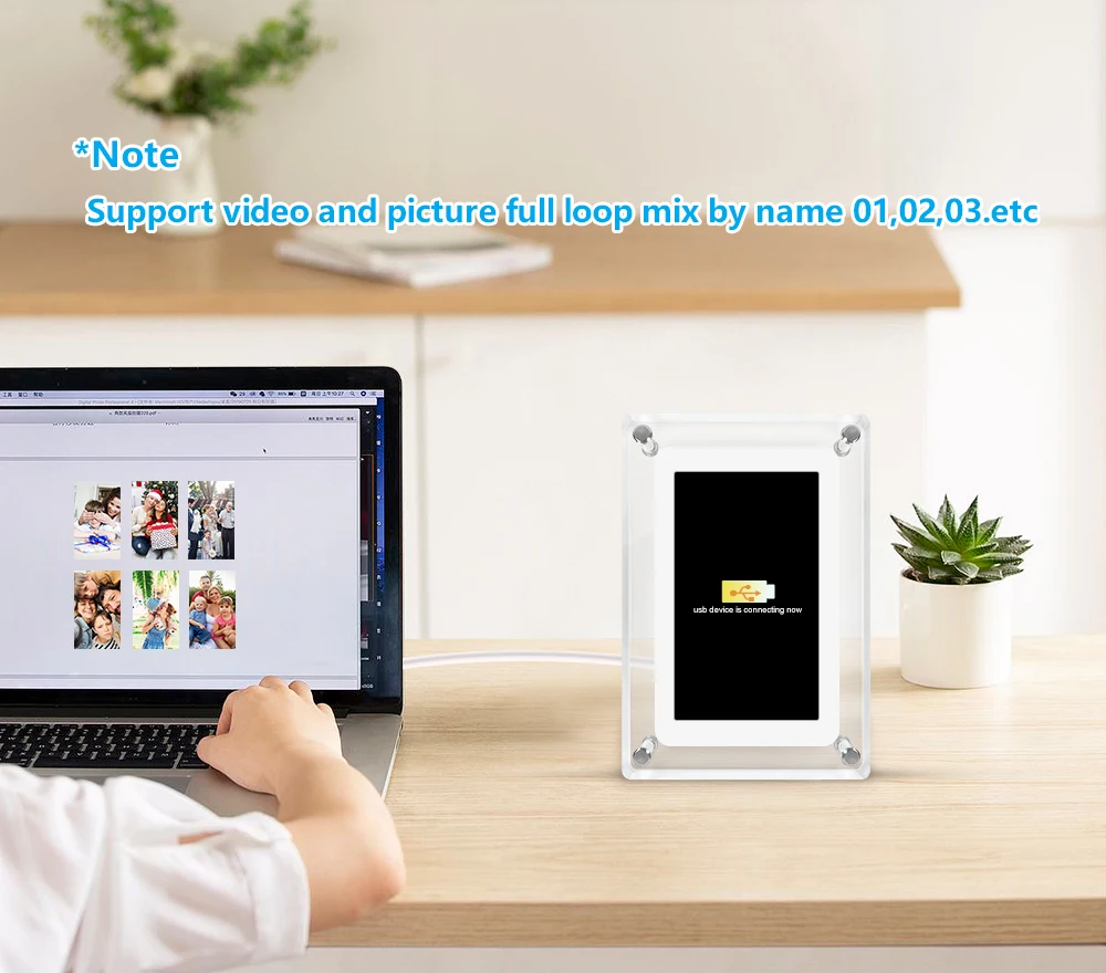 Acrylic Digital Photo Frame 5 Inch 1200mAh Vertical Display IPS Screen 4G Memory Battery Porta Retrato Digital Picture Frame
