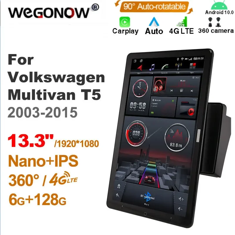 Auto Rotatable 13.3'' Ownice Android 10.0 Car Multimedia for Volkswagen Multivan T5 2003-2015 Auto Radio Audio 4G LTE 360 No DVD