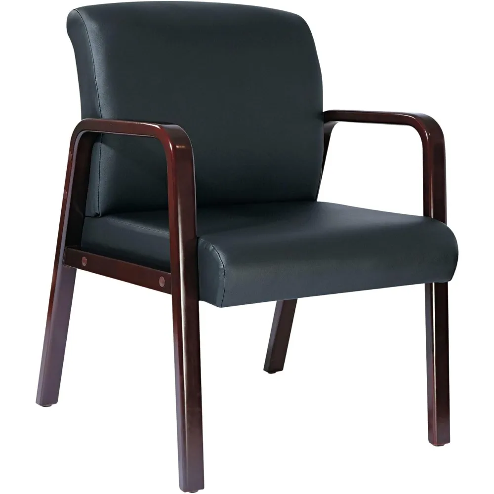 

Alera Lounge Series Reception Chair in Mahogany and Black Leather