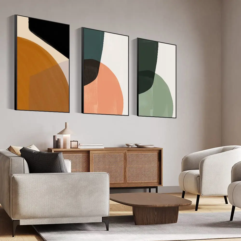 

Wall Art, Frame Canvas Wall Art Set, Striking Modern Minimalism, Abstract Natural Geometric Color Blo Picture Prints, Aesthetic