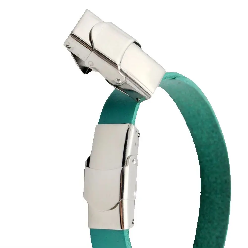 10x3mm Flat Leather Strip Watchband Clasps Stainless Steel Silicon Buckles for Claudia