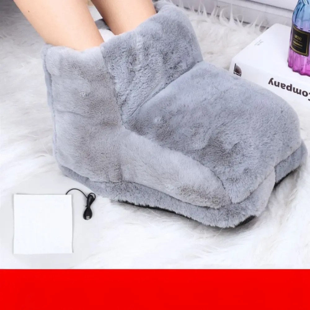 Soft Plush Foot Warmer USB Powered Electric Heated Boots Winter Indoor Heating Shoes Cozy Feet Heater For Home