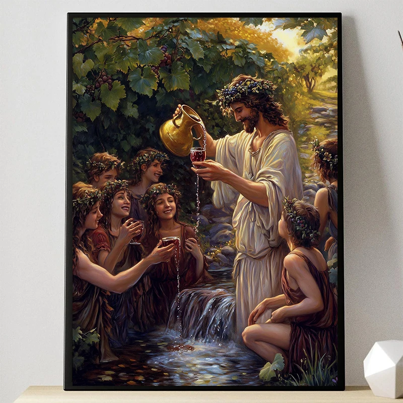 الآلهة اليونانية القديمة إله النبيذ ديونيسوس الملصقات قماش الطباعة خمر مهرجان مسرح جدار صورة فنية لغرفة ديكور المنزل #4