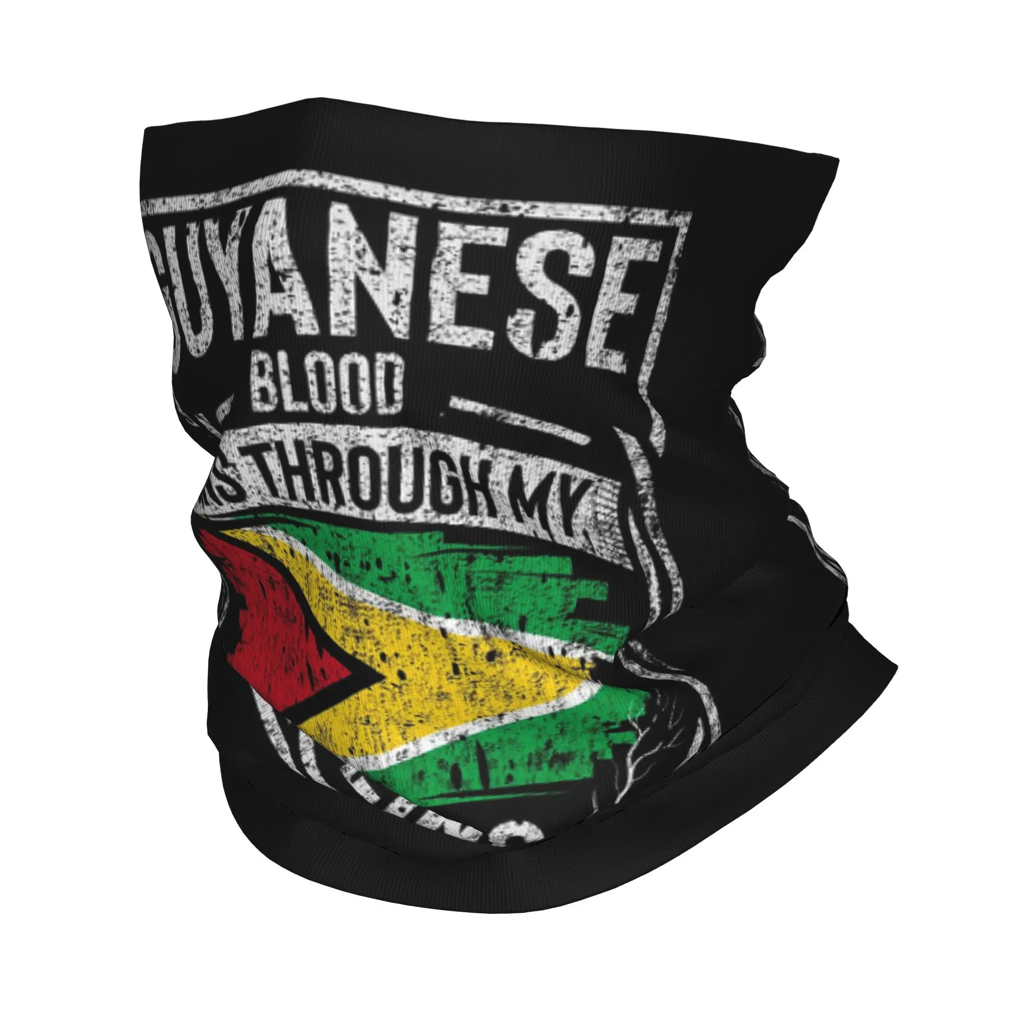 Guyanese Blood Runs Through My Veins Guyana National Flag Bandana Neck Gaiter Printed Wrap Scarf Headwear Outdoor Sports Unisex