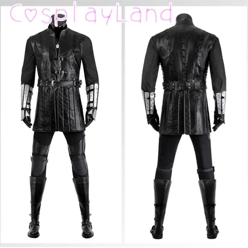 

Movie Witcher Outfits Halloween Carnival Party Fancy Disguise Roleplay Outfit For Adult Male Black Leather Suit Custom Size