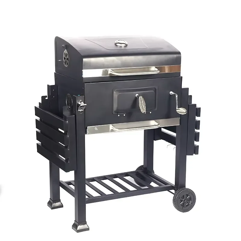 Large Charcoal BBQ Grill Black Carbon Steel Thickened Outdoor Barbecue Rack Professional Patio Courtyard Garden Cooking