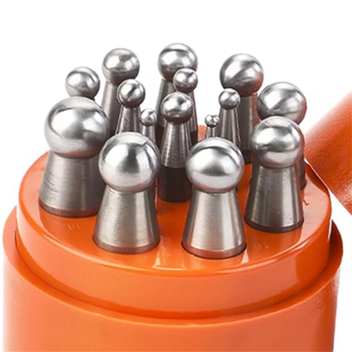 A79G Doming Block Punch Set, Dapping Punches Processing Crafting Metal Forming Tools Stamping Tools for Shaping Beads 15PCS