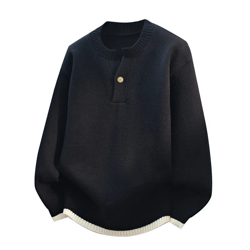 جديد ربيع الرجال بولو البلوزات أبلى فضفاض نصف سترة الأعمال عادية محبوك البلوزات الذكور الصلبة البلوفرات Sweatercoats 4XL #3