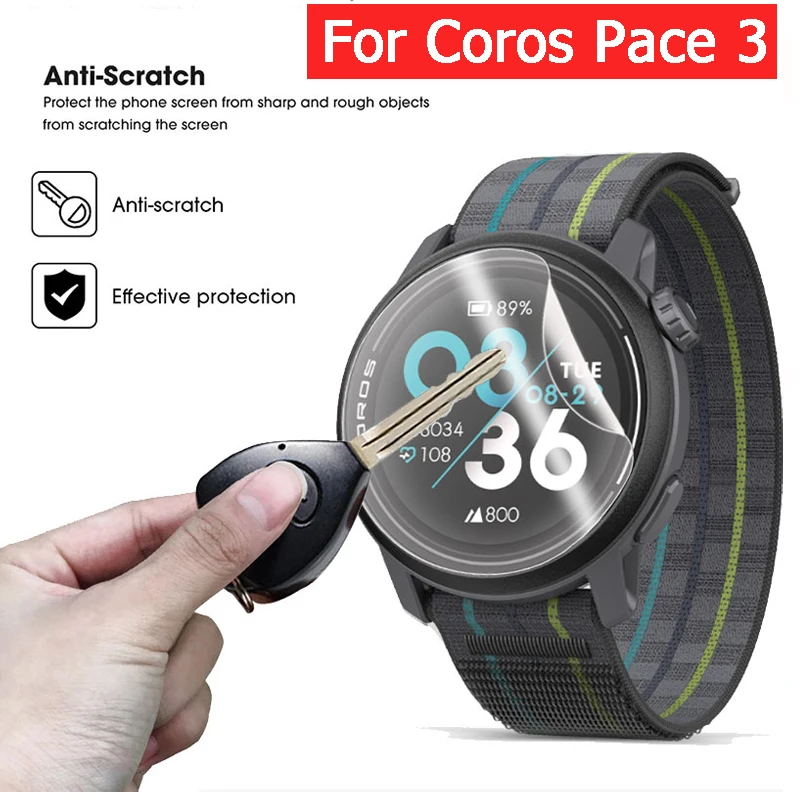 Película de hidrogel para Coros Pace 3, protectores de pantalla suaves antiarañazos impermeables para Coros Pace 3, accesorios de películas para reloj inteligente