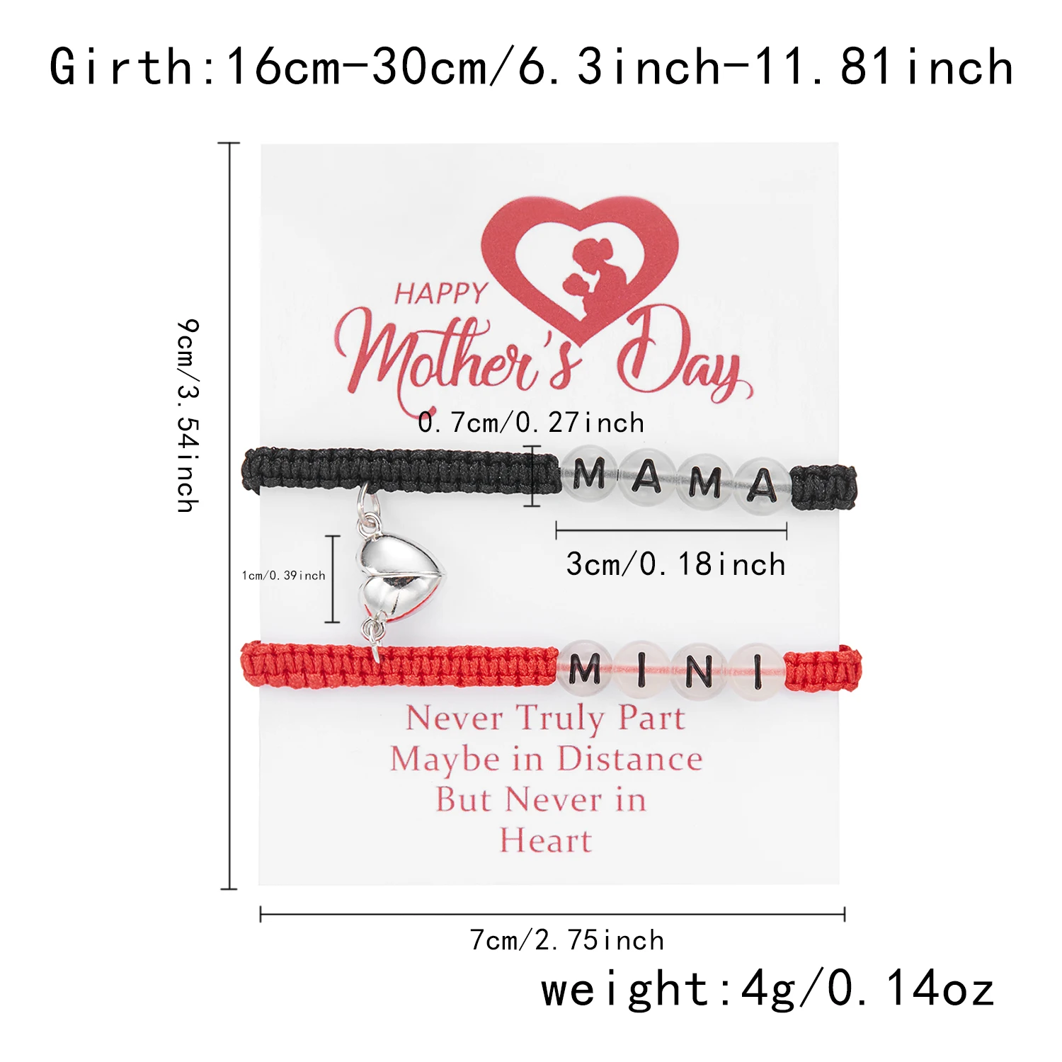 Design Sense Heart Magnetic Matching Bracelet for Women Fashion Luminous Letters Mama Bracelet Lover Mother's Jewelry Gifts