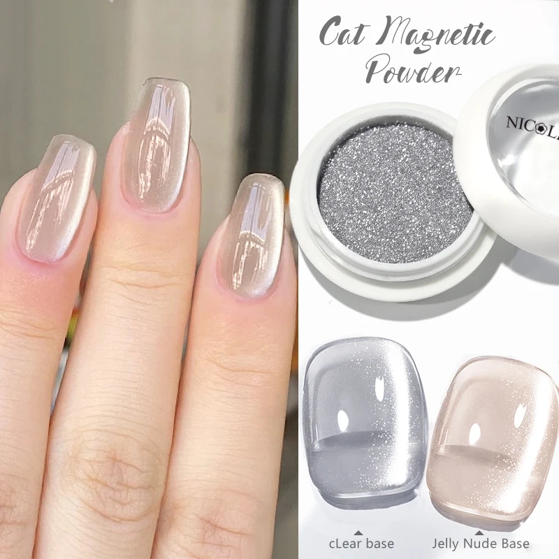 

NICOLE DIARY Cat Magnetic Powder Porcelain White 9D Moonlight Mirror Pigments Metallic Effect Used With Any Colors Nail Manicure