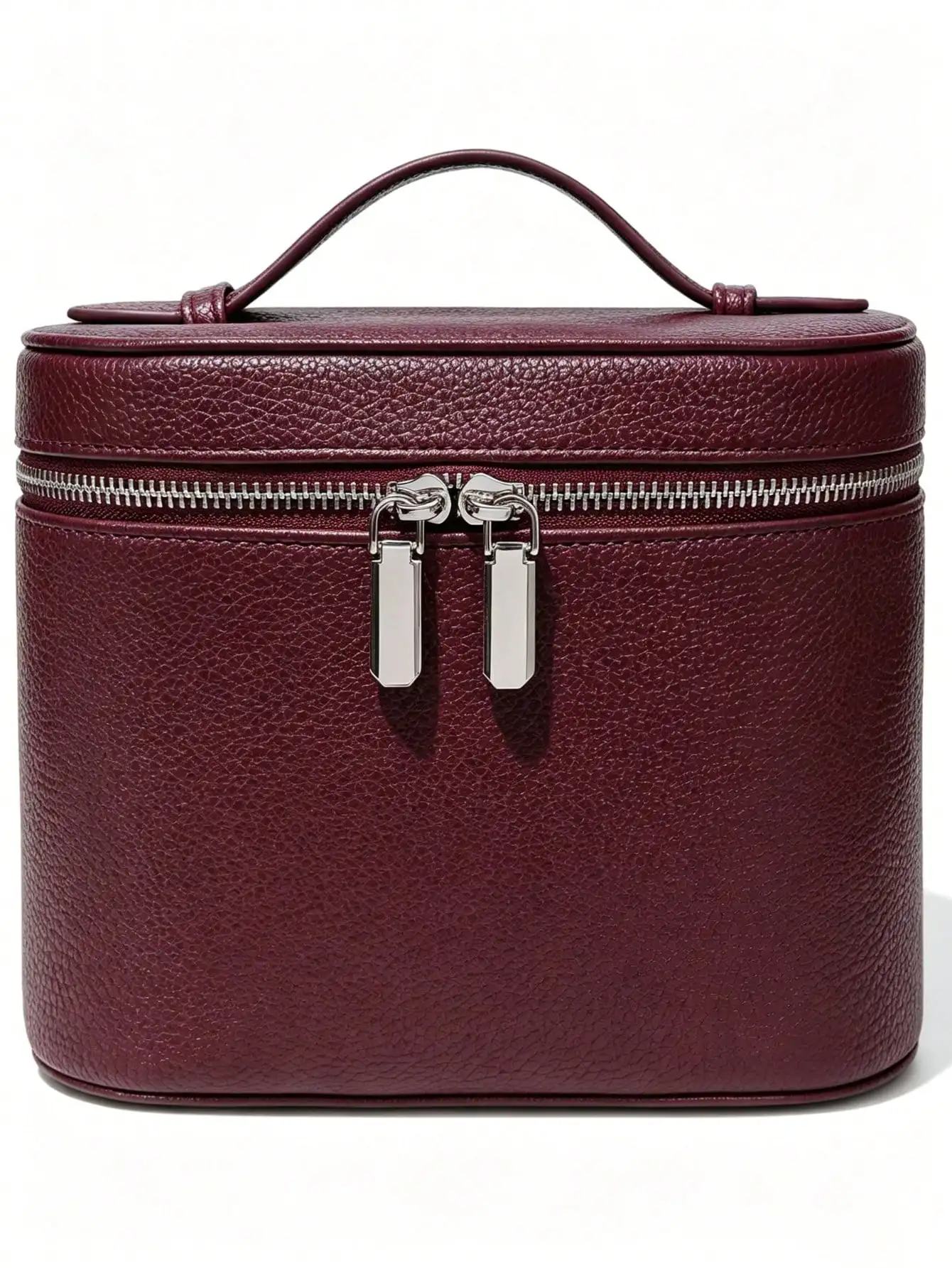 1pc New Textured Brown Makeup Bag With Large Capacity Portable Travel Must Have Fashionable And Versatile Portable Exquisite Hardware Zipper High-End
