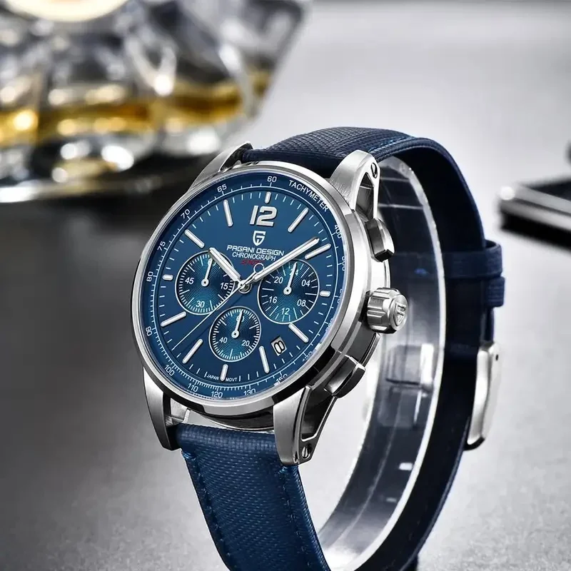PAGANI DESIGN Men's YS-008 Sports Chronograph Watch - Japanese VK63 Quartz Movement Sapphire Crystal 100M Water Resistance Date