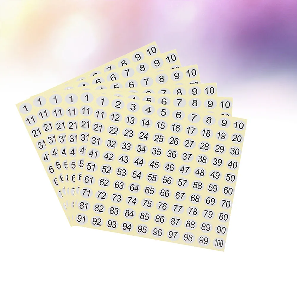 30 Sheets Number Stickers 1-100 Arabic Self-Stick Decorative Educational Math Supplies for Cards Craft Classroom Decoration