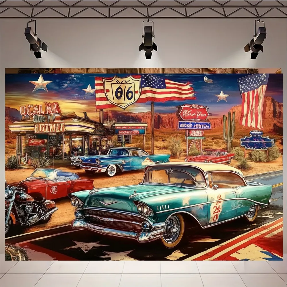

Цельный винтажный фон для фотосъемки пустыни Route 66 и Arizona, идеально подходит для вечеринок по случаю дня рождения и ретро-тематических мероприятий