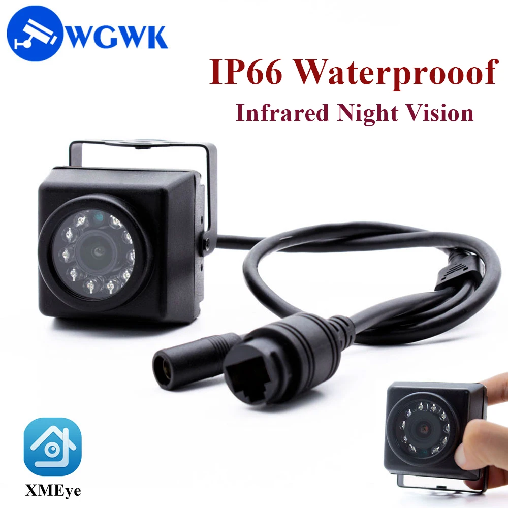 WGWK IP66 Waterproof HD Infrared Night Vision IP Camera Indoor Outdoor Security Audio Surveillance 3/4/5/8MP Mini POE Camera