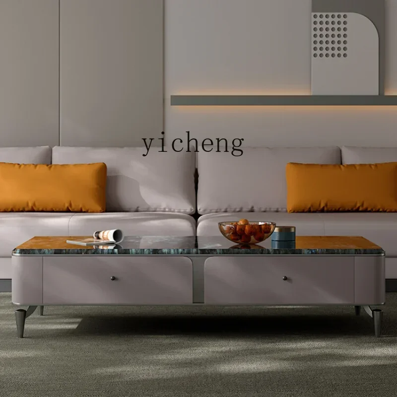 Natural Luxury Stone Endtable Modern Simple Large Apartment Living Room Rectangular Light Luxury High-Grade Tea Table