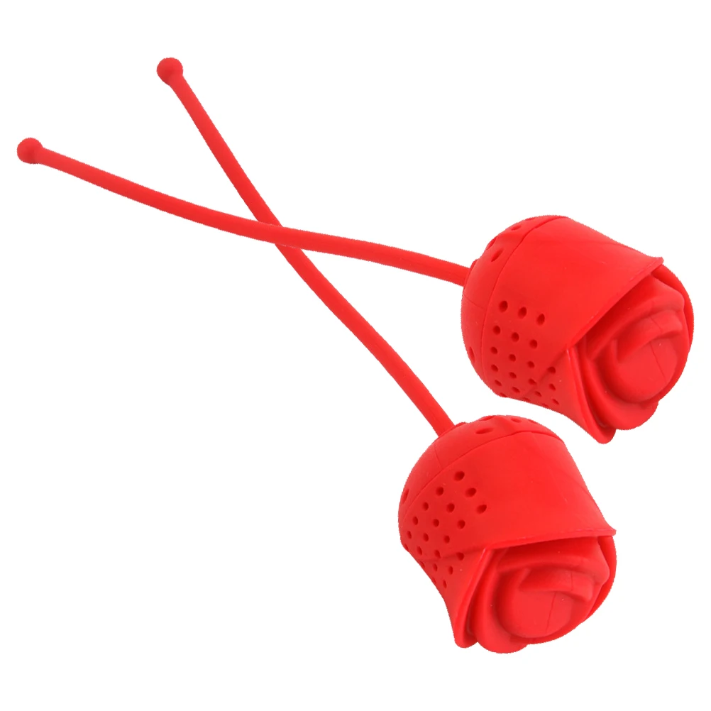 

2pcs Silicone Rose Red Accessories Creative Loose Tea Infuser Filter Bag for Home Office Party Gift Tea Accessories