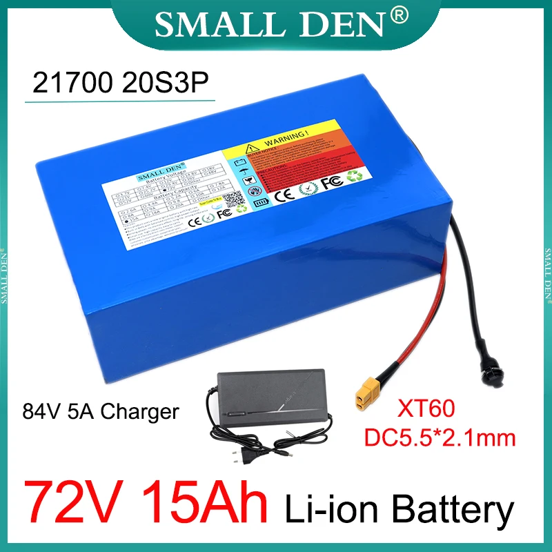 72V 15Ah 21700 Lithium battery pack 20S3P 0-3000W High Power For Electric two wheeler scooter tricycle motorcycle+84V 5A Charge