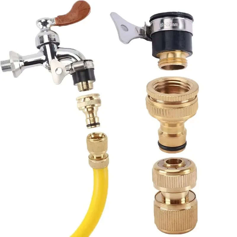 النحاس ارتفاع ضغط غسيل السيارات موصل تدفق المياه اقتران الحلمة 4/6 نقاط غسالة صنبور العالمي خرطوم اكسسوارات غسيل السيارات #6