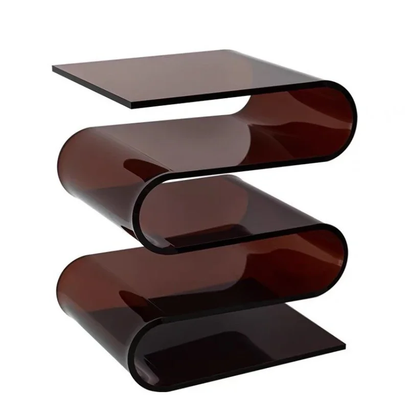 Cross-border explosion, transparent side, Nordic living room, sofa side, corner, bedroom S-shaped shelf