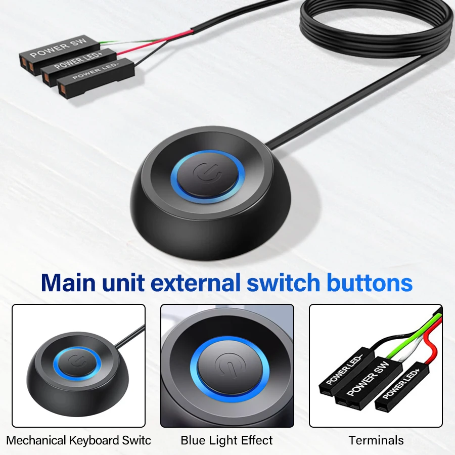 

Computer Desktop Switch 1.8M PC Motherboard External Start Power On/Off Button Extension Cable Startup Switch For Home Office
