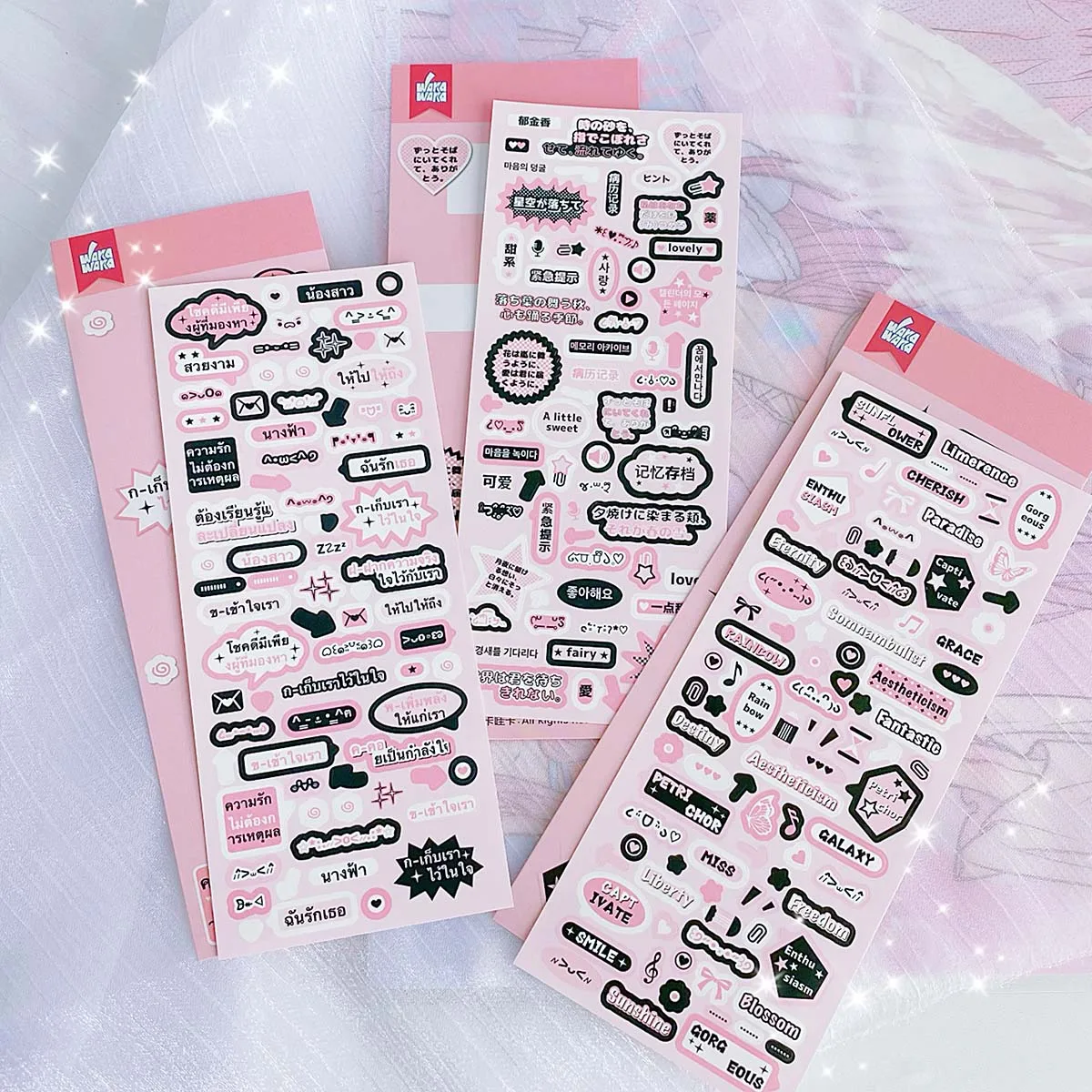 WAKAWAKA Scrapbook Sticker Sweet Call Text Decorative Stickers Pink Black Decal Card Sticker For Arts Diy Crafts Album Journal