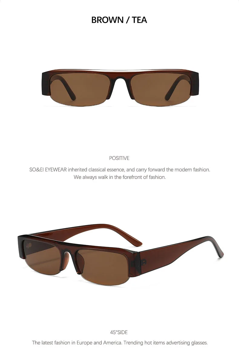 SO&EI Metallscharnier Kleine Rechteckige Sonnenbrille Photochrome Gläser UV400 Modische Halbrahmen Blaulichtfilter Brillengestelle – Detail 9