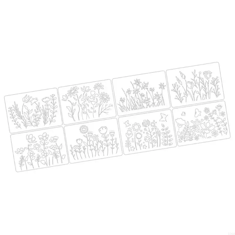8Pieces Precisions Cut Stencils Set Hollow Out Drawing Templates Suitable For Bulletin Boards And Creative Journals 