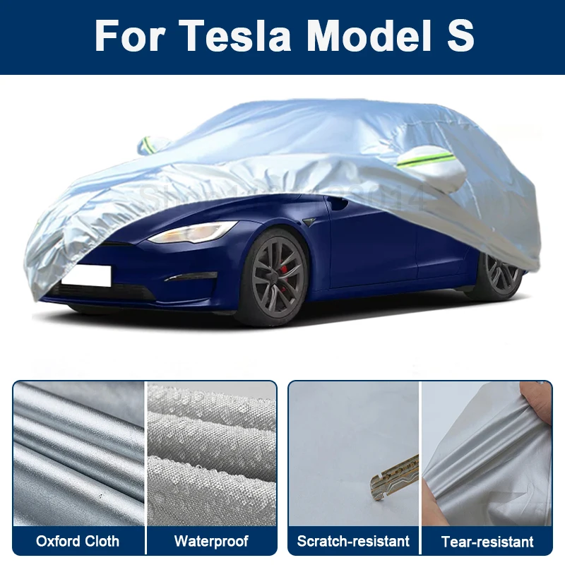 

Всепогодный чехол для автомобиля Tesla Model S с отражающими полосами, водонепроницаемый, снегозащитный, пылезащитный, с защитой от УФ-излучения, внешний аксессуар