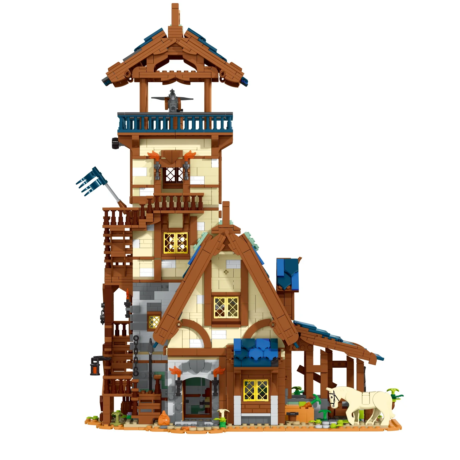 3061 pçs medieval cidade guarda torre tijolos modelo brinquedos montagem vista de rua casa blocos de construção para crianças adultos meninas presentes