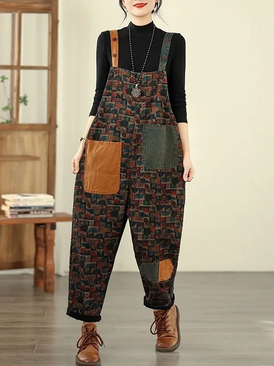 

Джинсовые джинсы в стиле пэчворк с цветочным принтом, женские повседневные брюки Харлан большого размера с эффектом похудения, уменьшение возраста Faion