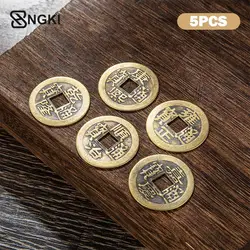 5Pcs Chinese Fortune Coins Feng Shui Coins Antique Fortune Luck Coins Ancient Chinese Dynasty Coin Hole Hanging Decor