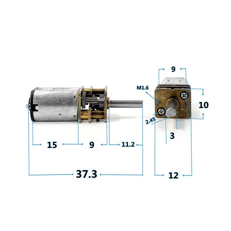 Mini N20 Full Metal Gearbox Gear Reducer Motor DC 3V-6V 5V 158RPM Slow Speed D-shaft