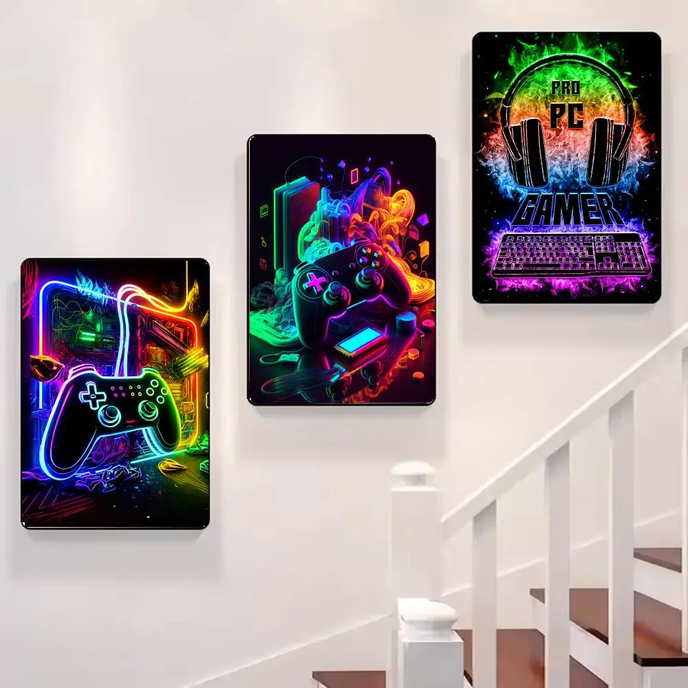 Neon Pro PC Gamer Painting Calligraphy Canvas Painting Art For Bedroom Living Room Home Decor Wall Decoration Decals Gift