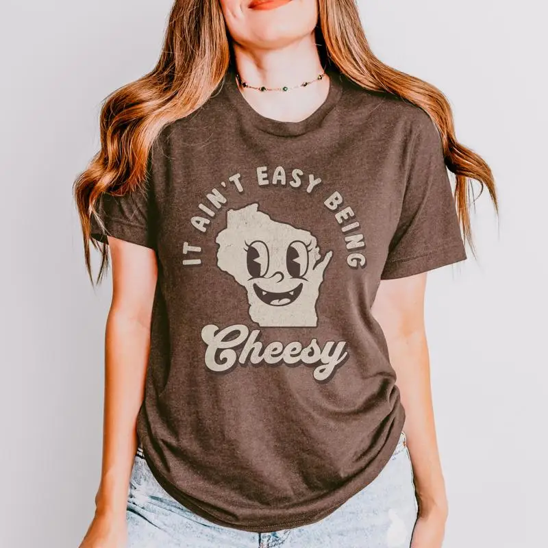 

Футболка «Это не легко быть сырным», забавная футболка Wisconsin Cheese Lover Curds