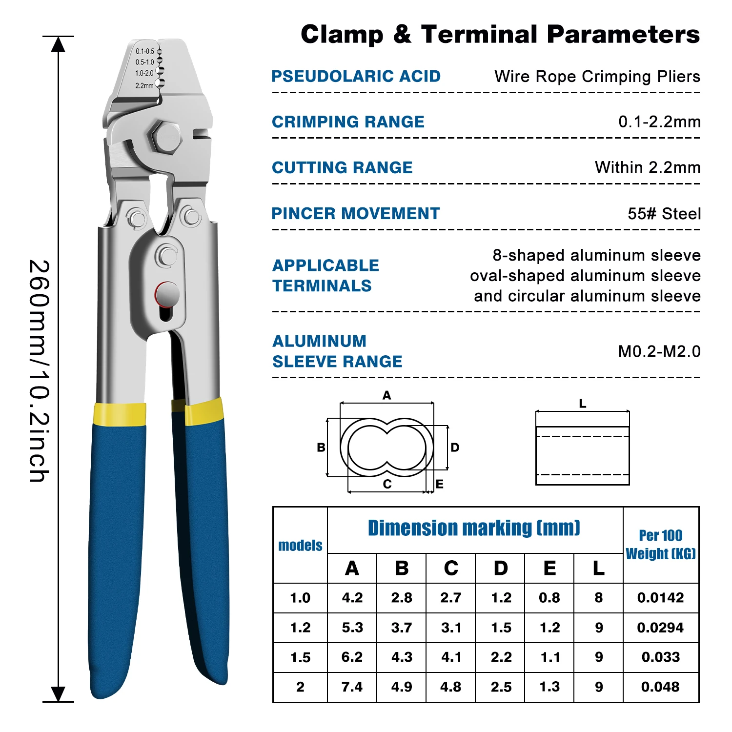 سلك حبل العقص أداة 0.1-2.2 مللي متر أداة Swager للألومنيوم العقص حلقة الأكمام مع وظيفة القطع اليد العقص ذو طيات