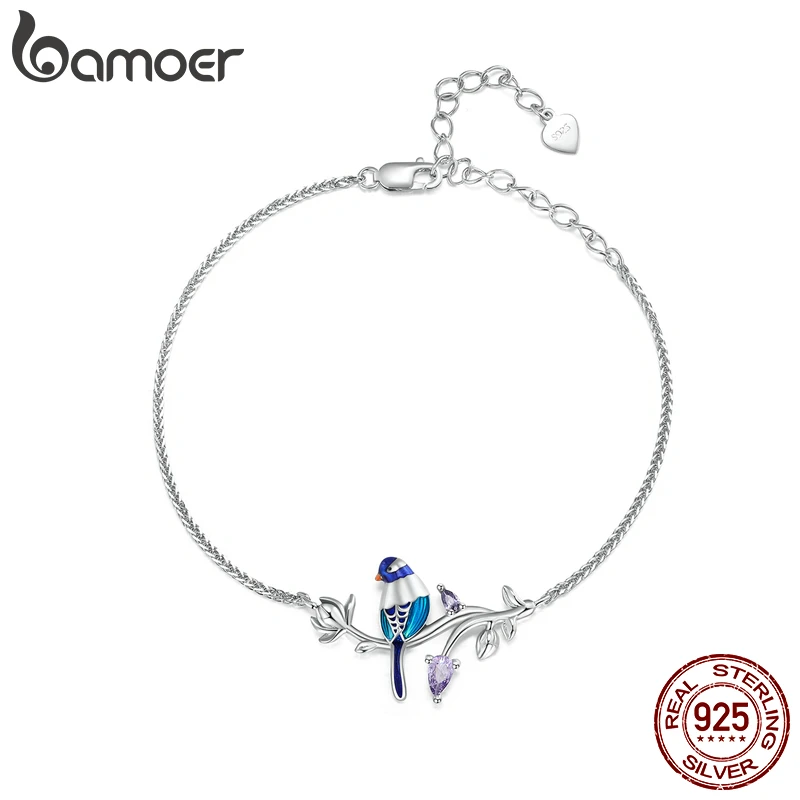 Bamoer 925 Sterling Silver Kingfisher Bracelet Original Design Bracelet Women Silver Jewelry for Party BSB127