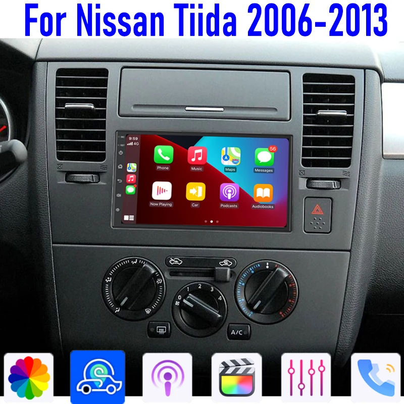 

GPS 7'' For Nissan Tiida 2006-2013 Wireless Carplay Android 13 Auto Car Stereo Radio Head Unit Intelligent System WIFI Navi 64GB