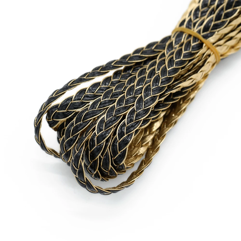 5 Meter 7mm Zweifarbig Geflochtener PU-Lederriemen für Taschen, Flache Lederschnur, Seil für DIY-Halsketten- und Armbandherstellung – Detail 8