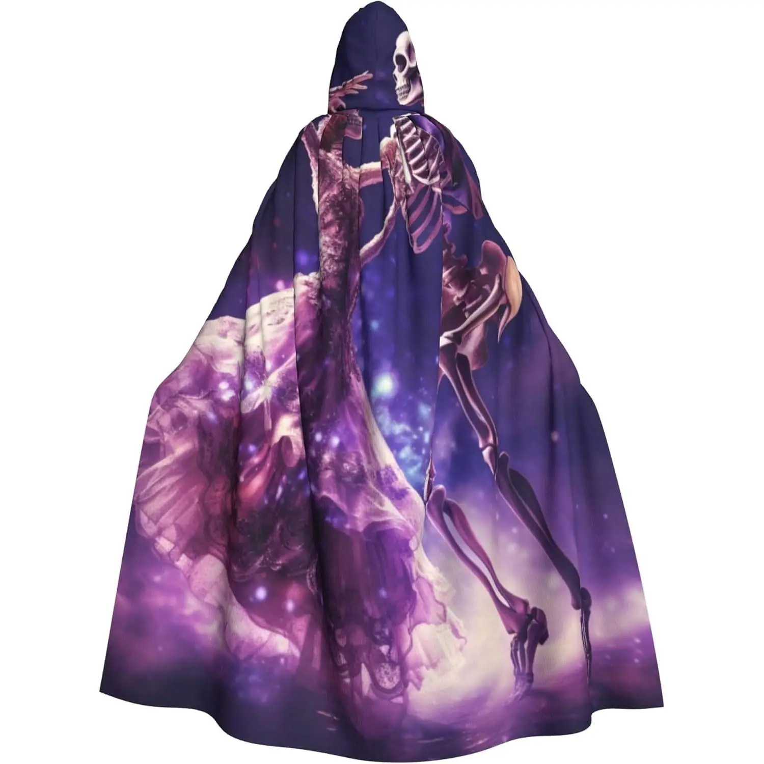 

Unisex Adults Long Hooded Cloak Skull Printed Cape for Halloween Cosplay Party Vampire Witch Costumes for Travel Office Sofa